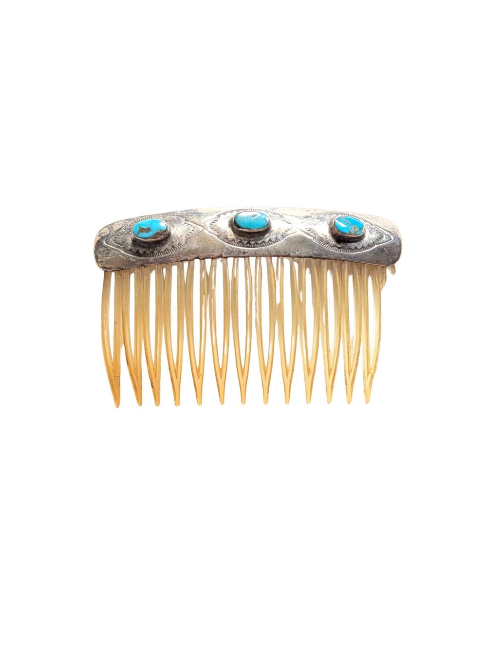 Vintage Navajo Turquoise & Sterling Silver Hair Comb